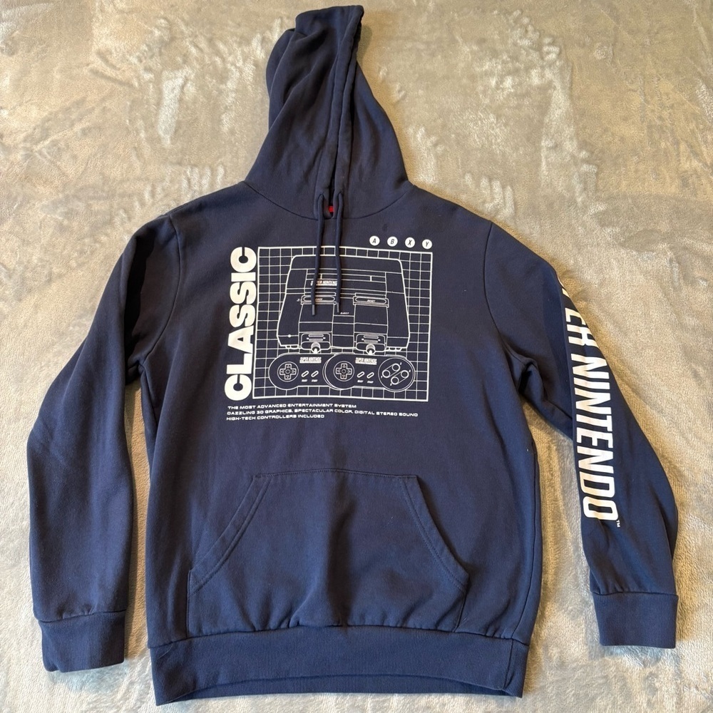 Nintendo Super Nintendo Classic Gaming Graphic Hoodie Sz M